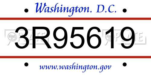 3R95619 District Of Columbia License Plate