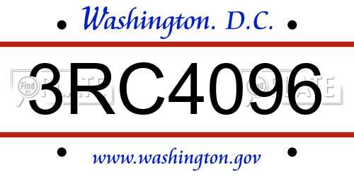 3RC4096 District Of Columbia License Plate