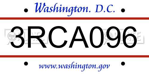 3RCA096 District Of Columbia License Plate