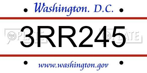 3RR245 District Of Columbia License Plate