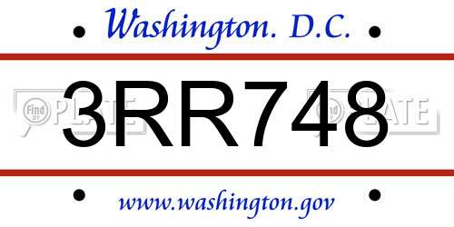 3RR748 District Of Columbia License Plate