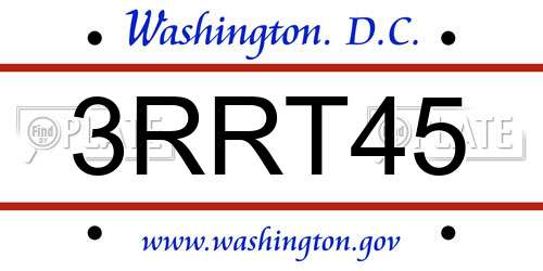 3RRT45 District Of Columbia License Plate