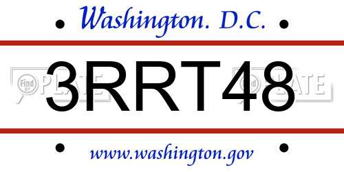 3RRT48 District Of Columbia License Plate