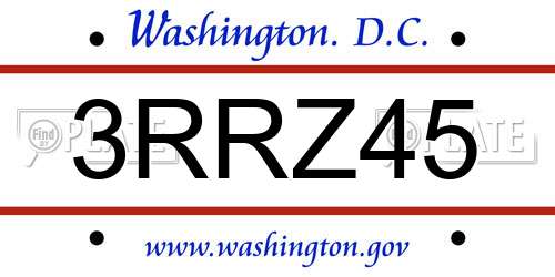 3RRZ45 District Of Columbia License Plate
