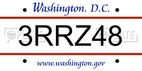 3RRZ48 District Of Columbia License Plate
