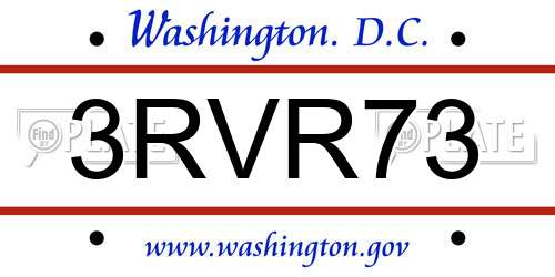 3RVR73 District Of Columbia License Plate
