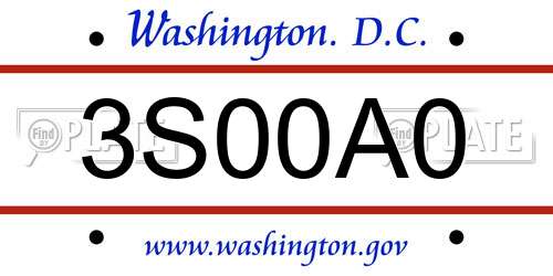 3S00A0 District Of Columbia License Plate