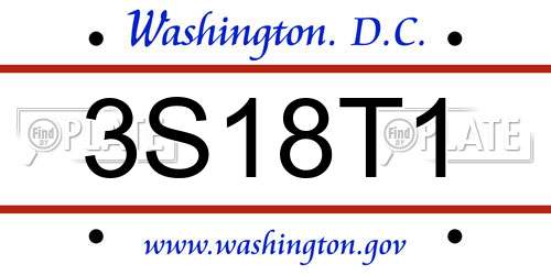 3S18T1 District Of Columbia License Plate