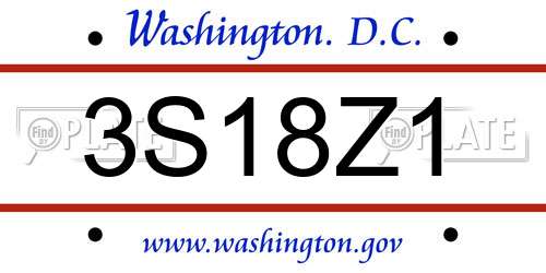 3S18Z1 District Of Columbia License Plate