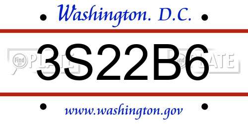3S22B6 District Of Columbia License Plate