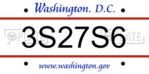 3S27S6 District Of Columbia License Plate