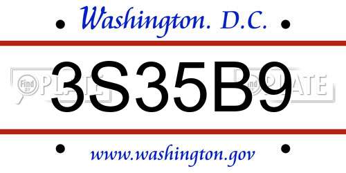 3S35B9 District Of Columbia License Plate