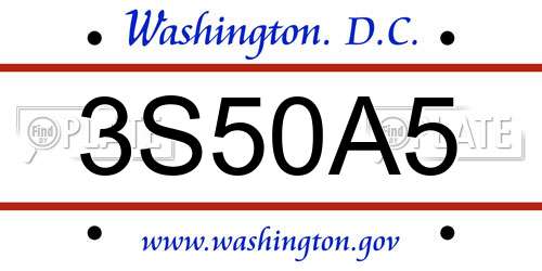 3S50A5 District Of Columbia License Plate
