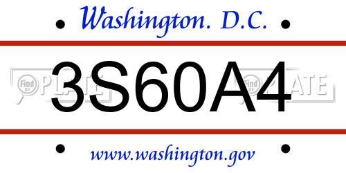 3S60A4 District Of Columbia License Plate