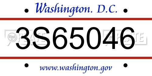 3S65046 District Of Columbia License Plate