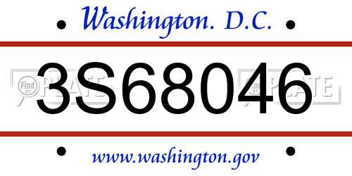 3S68046 District Of Columbia License Plate