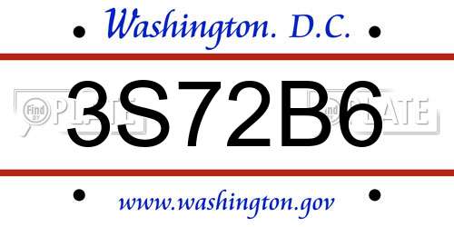 3S72B6 District Of Columbia License Plate