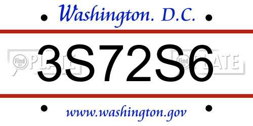 3S72S6 District Of Columbia License Plate