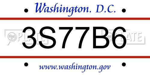 3S77B6 District Of Columbia License Plate
