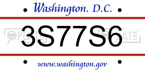 3S77S6 District Of Columbia License Plate
