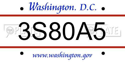 3S80A5 District Of Columbia License Plate