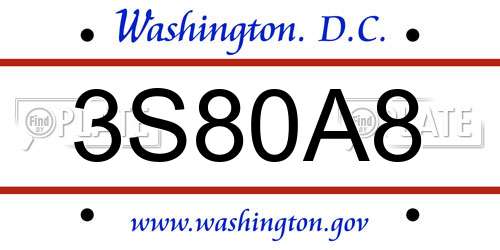 3S80A8 District Of Columbia License Plate