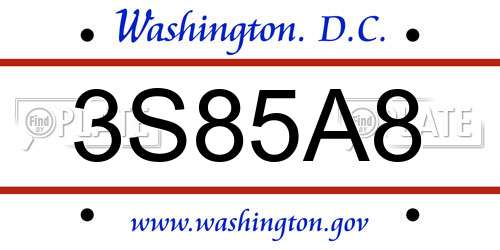 3S85A8 District Of Columbia License Plate