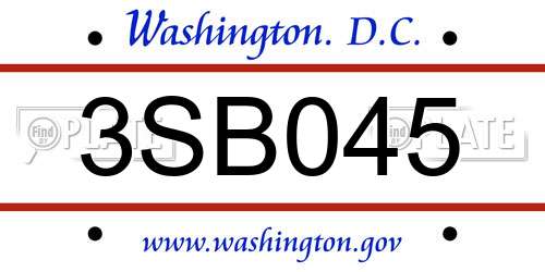 3SB045 District Of Columbia License Plate
