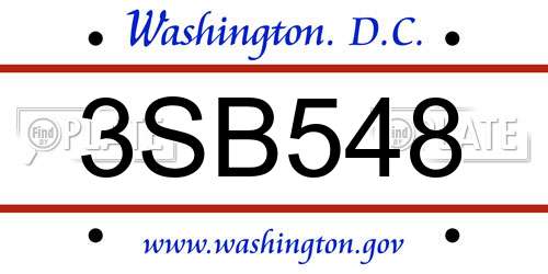 3SB548 District Of Columbia License Plate