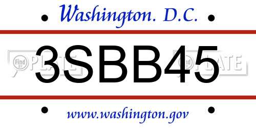 3SBB45 District Of Columbia License Plate