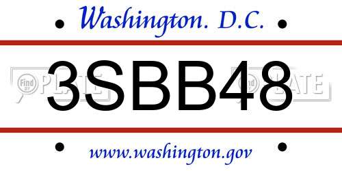 3SBB48 District Of Columbia License Plate