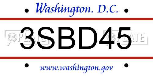 3SBD45 District Of Columbia License Plate