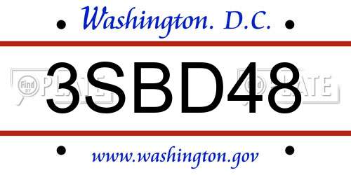 3SBD48 District Of Columbia License Plate