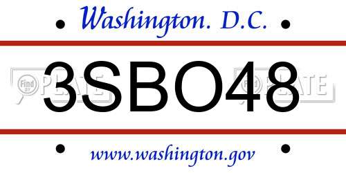 3SBO48 District Of Columbia License Plate