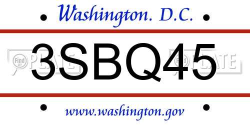 3SBQ45 District Of Columbia License Plate