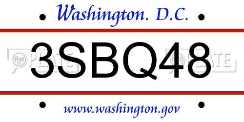 3SBQ48 District Of Columbia License Plate