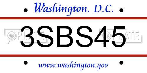 3SBS45 District Of Columbia License Plate