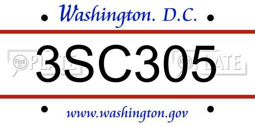3SC305 District Of Columbia License Plate