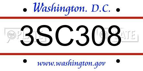 3SC308 District Of Columbia License Plate