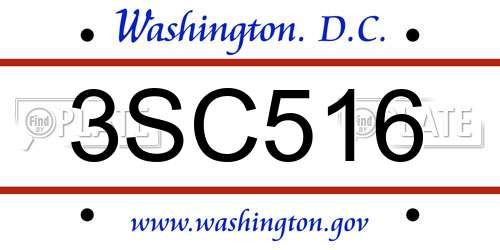 3SC516 District Of Columbia License Plate