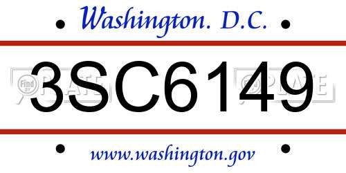 3SC6149 District Of Columbia License Plate