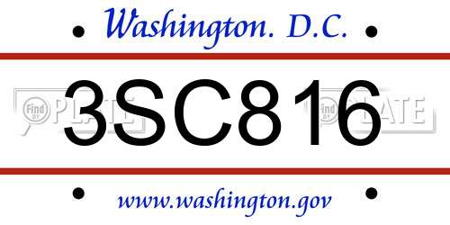 3SC816 District Of Columbia License Plate