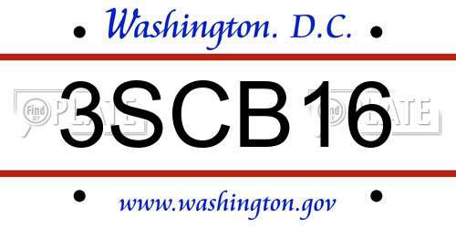 3SCB16 District Of Columbia License Plate