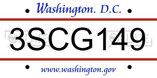3SCG149 District Of Columbia License Plate