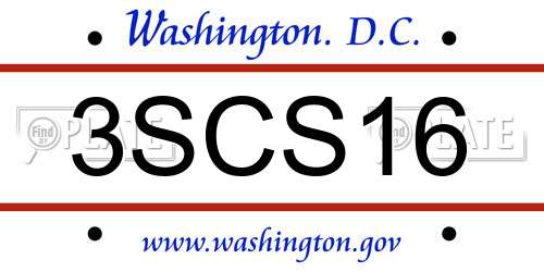 3SCS16 District Of Columbia License Plate