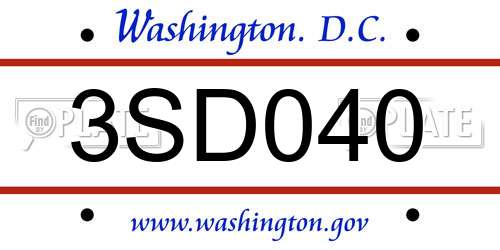 3SD040 District Of Columbia License Plate