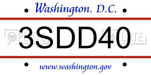 3SDD40 District Of Columbia License Plate