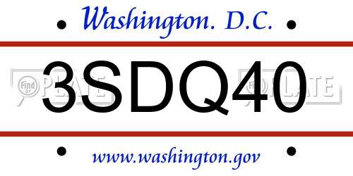 3SDQ40 District Of Columbia License Plate