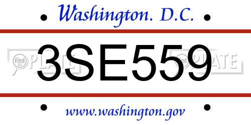 3SE559 District Of Columbia License Plate