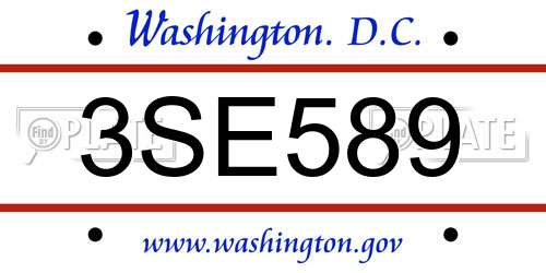 3SE589 District Of Columbia License Plate